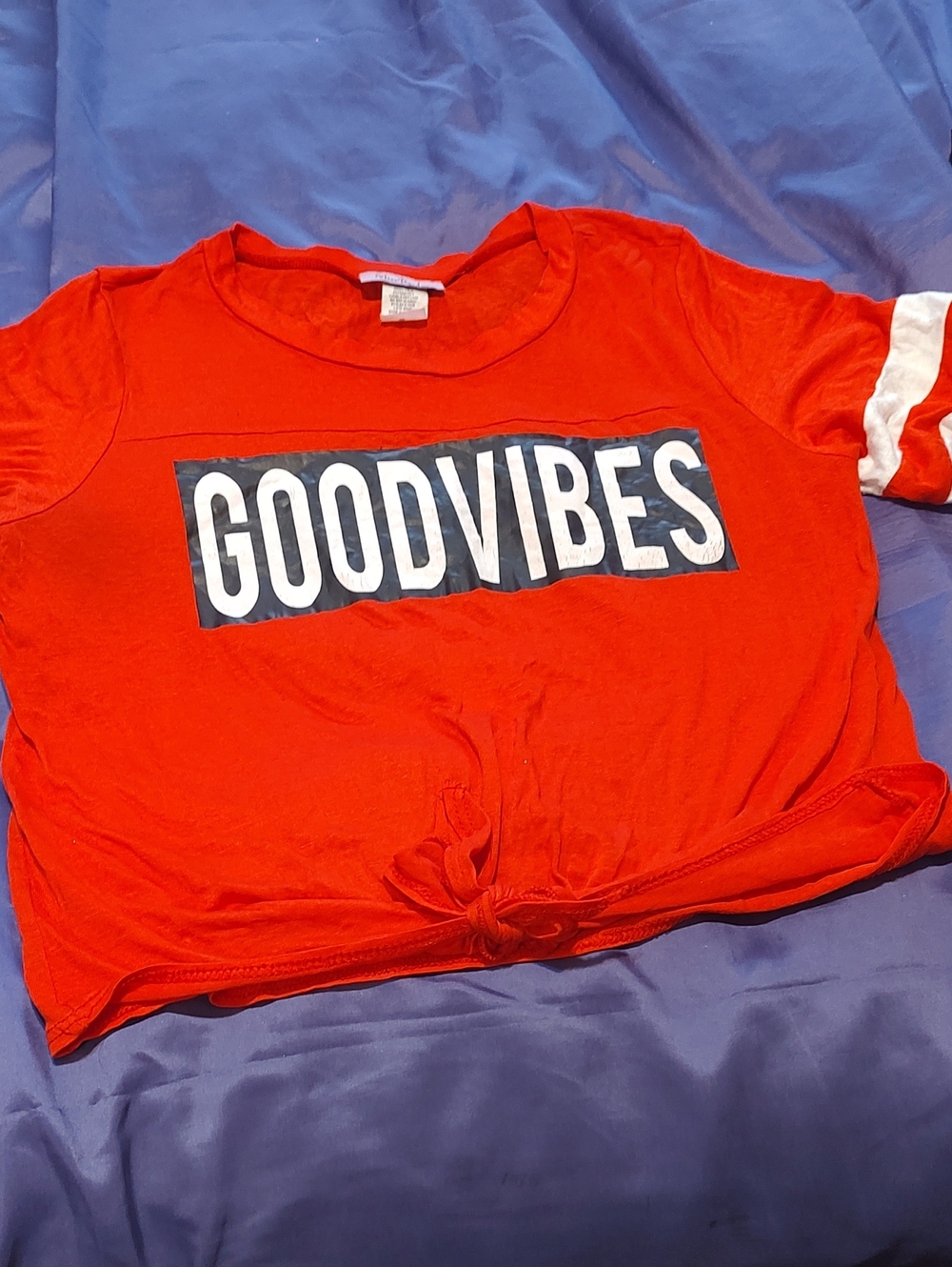 GoodVibes Red Graphic Tee with Knot Detail